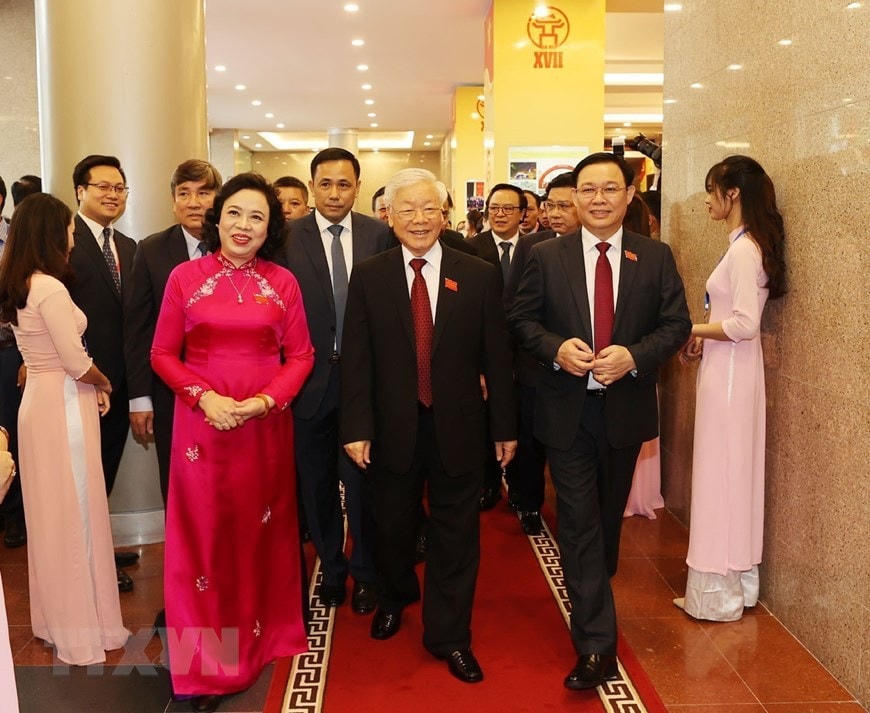 Tổng Bí thư, Chủ tịch nước Nguyễn Phú Trọng dự Đại hội. (Ảnh: Trí Dũng/TTXVN).