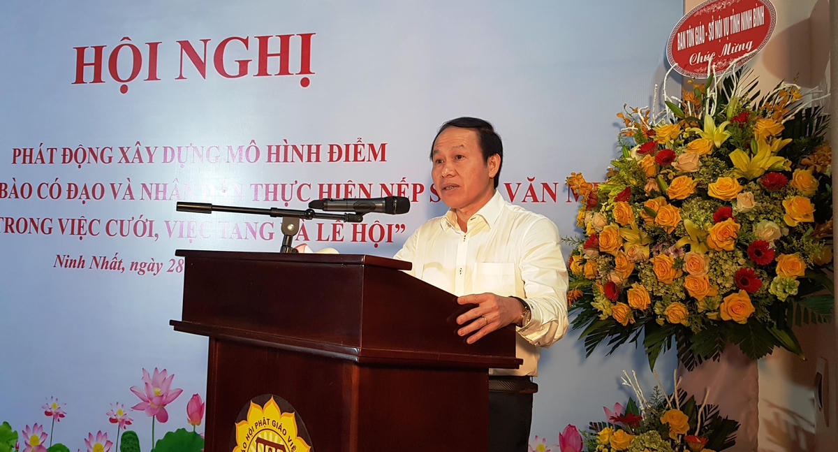 Ông Lê Tiến Châu, Phó Chủ tịch - Tổng Thư ký UBTƯ MTTQ Việt Nam phát biểu tại buổi lễ.