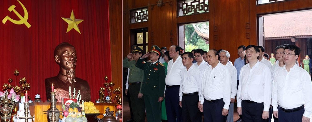 Thủ tướng Nguyễn Xuân Phúc đến dâng hương, hoa tưởng niệm Chủ tịch Hồ Chí Minh tại Khu Di tích Quốc gia đặc biệt Kim Liên, huyện Nam Đàn (Nghệ An). (Ảnh: Thống Nhất/TTXVN).
