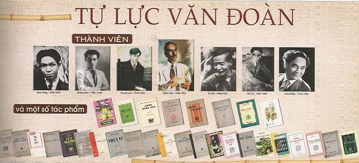 Các thành viên chủ chốt và một số tác phẩm của nhóm Tự lực văn đoàn.  