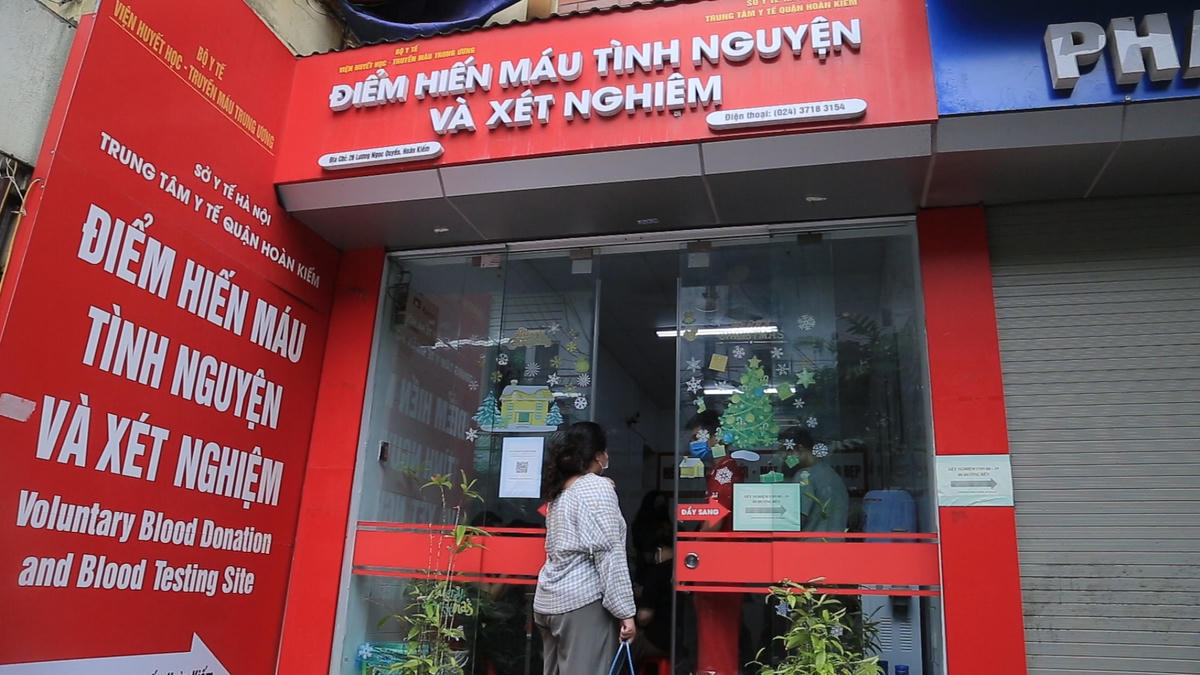Điểm hiến máu tình nguyện. Ảnh: Việt Đoàn.