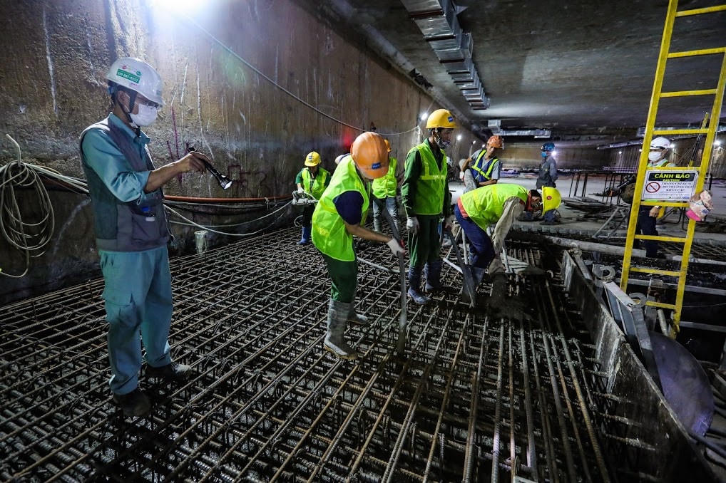 Kết cấu bê tông sẽ được kiểm tra lại sau đó đơn vị sẽ tổ chức thi công bản đáy (tầng ngầm 3).