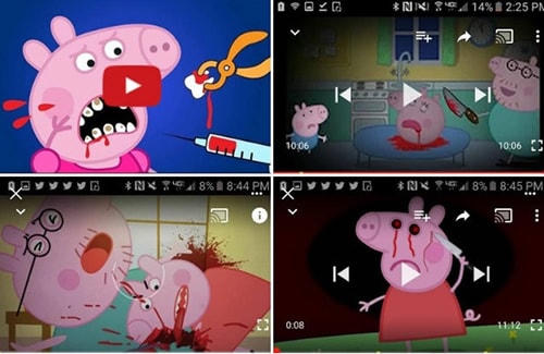 Một số hình ảnh bạo lực trong loạt phim hoạt hình Peppa Pig. (Nguồn: Sưu tầm).