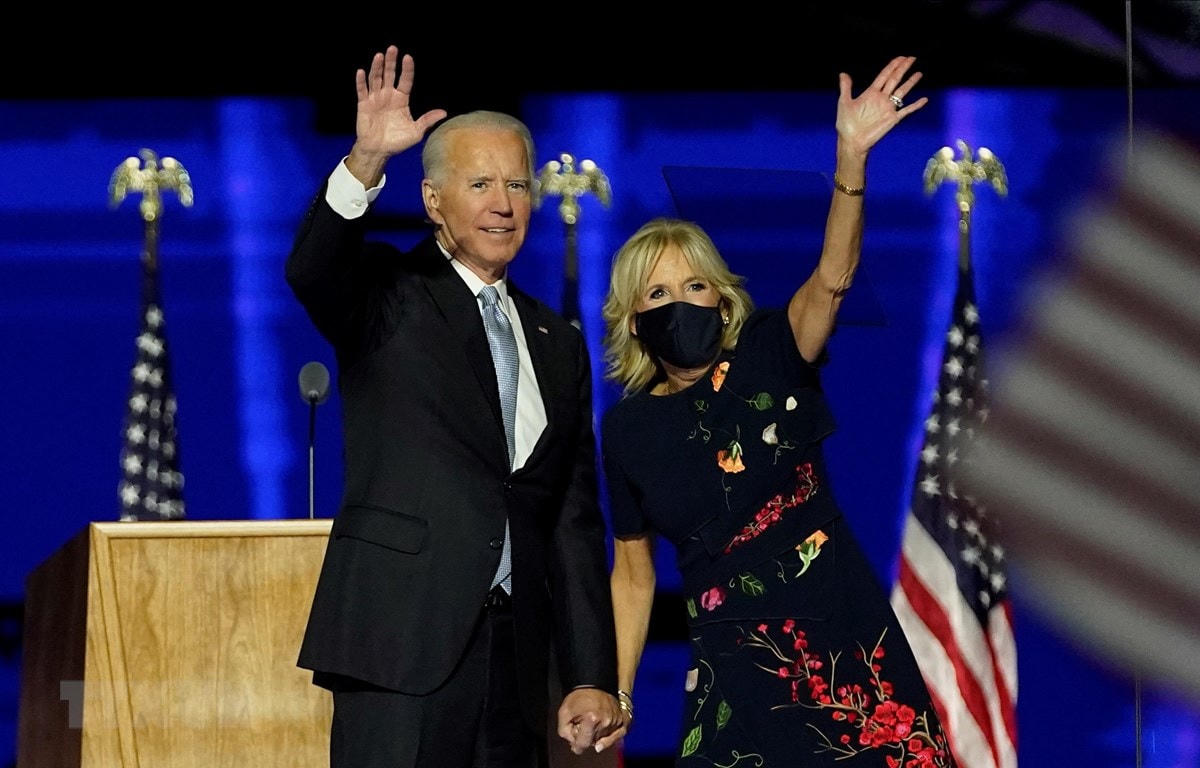 Ông bà Joe Biden tại cuộc gặp gỡ những người ủng hộ tại Wilmington, bang Delaware, Mỹ.