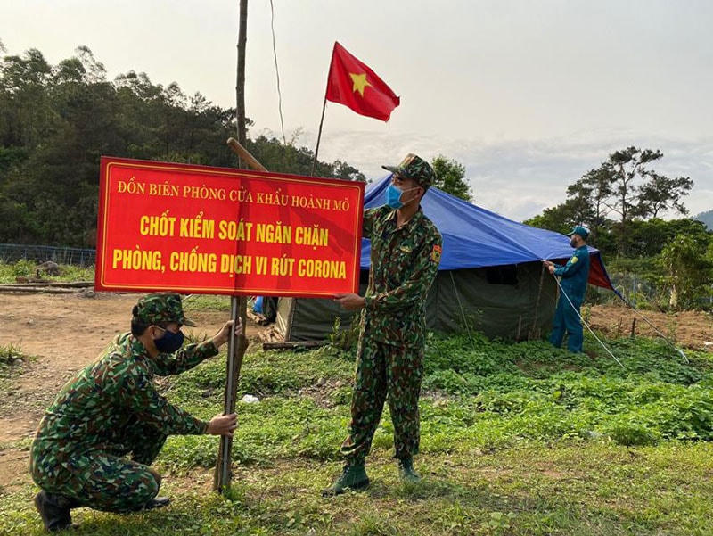 Chốt kiểm soát dịch bệnh của Đồn Biên phòng Cửa khẩu Hoành Mô (Bình Liêu, tỉnh Quảng Ninh).