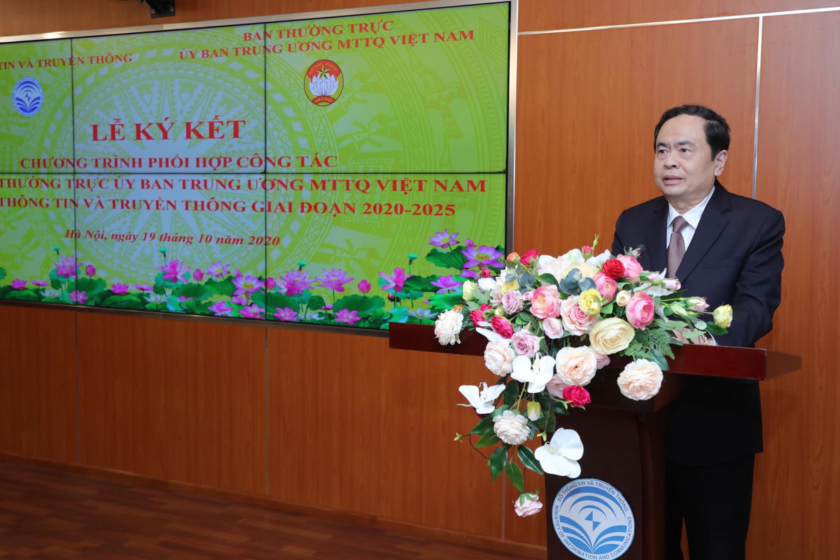 Chủ tịch Trần Thanh Mẫn phát biểu tại Lễ ký kết. Ảnh: Quang Vinh.