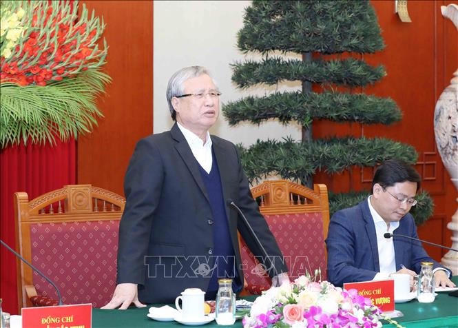 Đồng chí Trần Quốc Vượng phát biểu tại buổi gặp mặt. Ảnh: Phương Hoa/TTXVN.