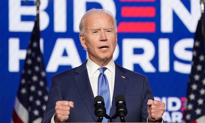 Joe Biden phát biểu về kết quả bầu cử Mỹ tại sự kiện ở Wilmington, Delaware, ngày 6/11. Ảnh: Reuters.  