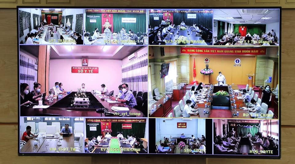 Bộ Y tế tổ chức cuộc họp trực tuyến với 12 tỉnh phía Tây Nam bộ. Ảnh: BYT.