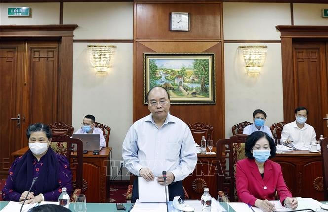 Thủ tướng Nguyễn Xuân Phúc phát biểu tại cuộc làm việc với Ban Thường vụ Tỉnh ủy Bà Rịa - Vũng Tàu. Ảnh: TTXVN.