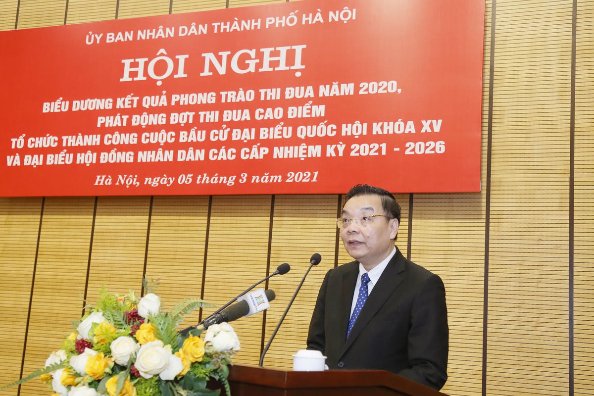 Chủ tịch UBND thành phố Hà Nội Chu Ngọc Anh phát động đợt thi đua cao điểm tổ chức thành công cuộc bầu cử ĐBQH khóa XV và đại biểu HĐND các cấp nhiệm kỳ 2021-2026.