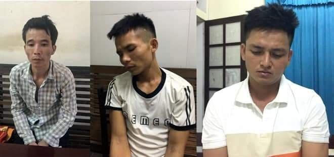Ba đối tượng Thành, Lĩnh và Phương tại cơ quan công an (Ảnh: CA cung cấp)