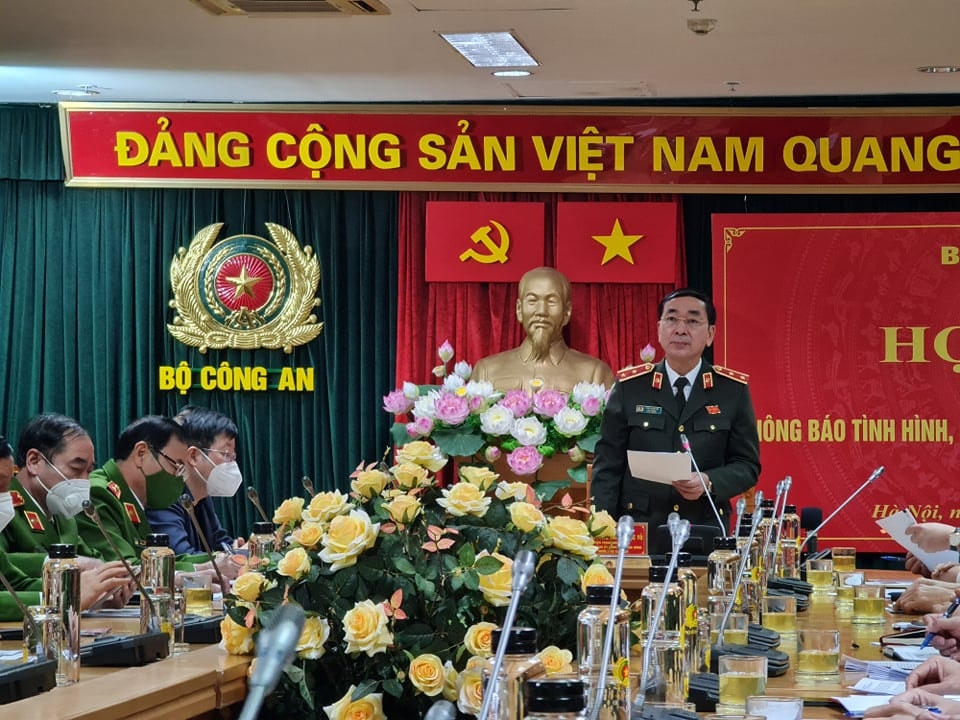 Họp báo thông báo tình hình kết quả công tác Công an năm 2021. Ảnh: Quỳnh Nguyễn.