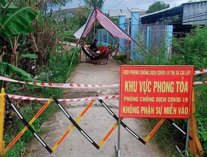 Một điểm phong tỏa vì có ca nhiễm Covid-19 ở thị xã Cai Lậy