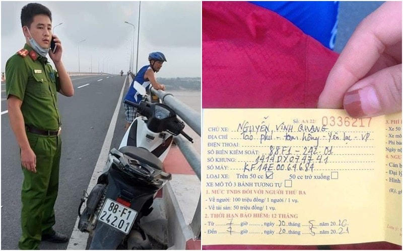 Chiếc xe được nam thanh niên để lại trước khi nhảy cầu.