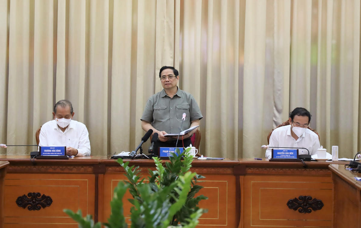 Toàn cảnh buổi làm việc của Thủ tướng Chính phủ với lãnh đạo TP HCM (Ảnh: Vân Anh-HMC)