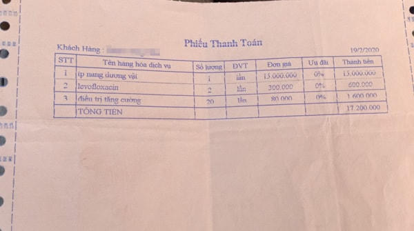 Phòng khám vẽ ra “nang dương vật” cho anh T. với giá 15 triệu đồng.
