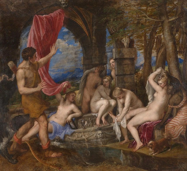 Bức "Diana và Actaeon" thực hiện từ năm 1556 - 1559 bởi danh họa Titian.