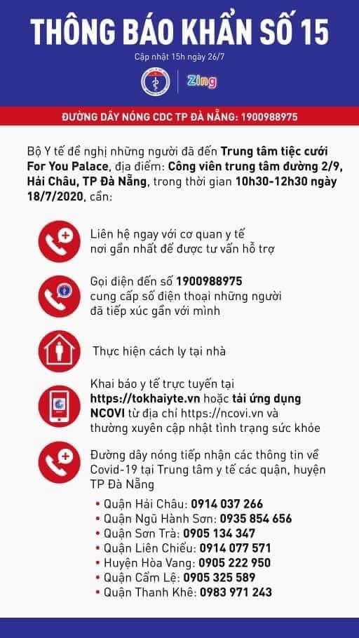 Thông báo khẩn của Bộ Y tế.