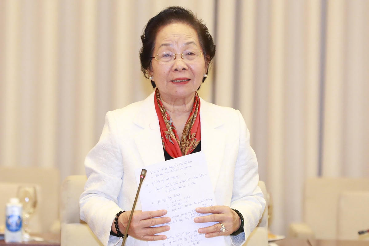 Bà Nguyễn Thị Doan, Ủy viên Đoàn Chủ tịch UBTƯ MTTQ Việt Nam phát biểu tại Hội nghị.