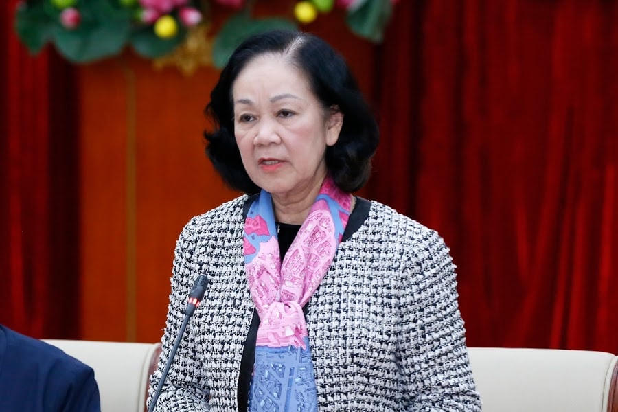 Trưởng ban Dân vận Trung ương Trương Thị Mai phát biểu kết luận Hội nghị.