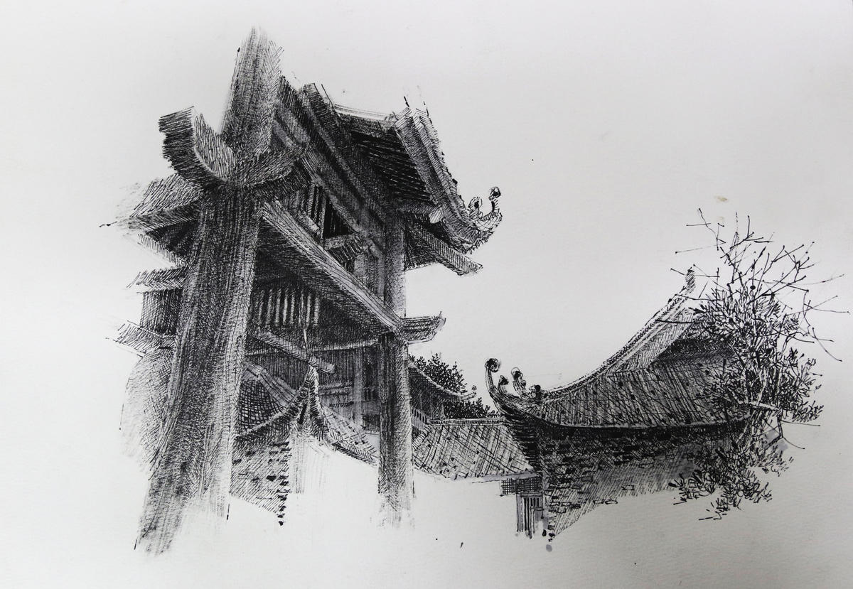 Ngắm Văn Miếu qua góc nhìn ký hoạ