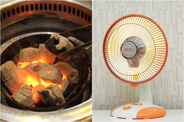 Nên dùng quạt sưởi để sưởi ấm thay cho bếp than.