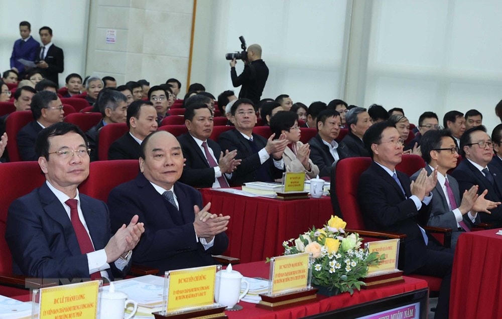 Thủ tướng Nguyễn Xuân Phúc và các đại biểu tham dự hội nghị. (Ảnh: Thống Nhất/TTXVN).