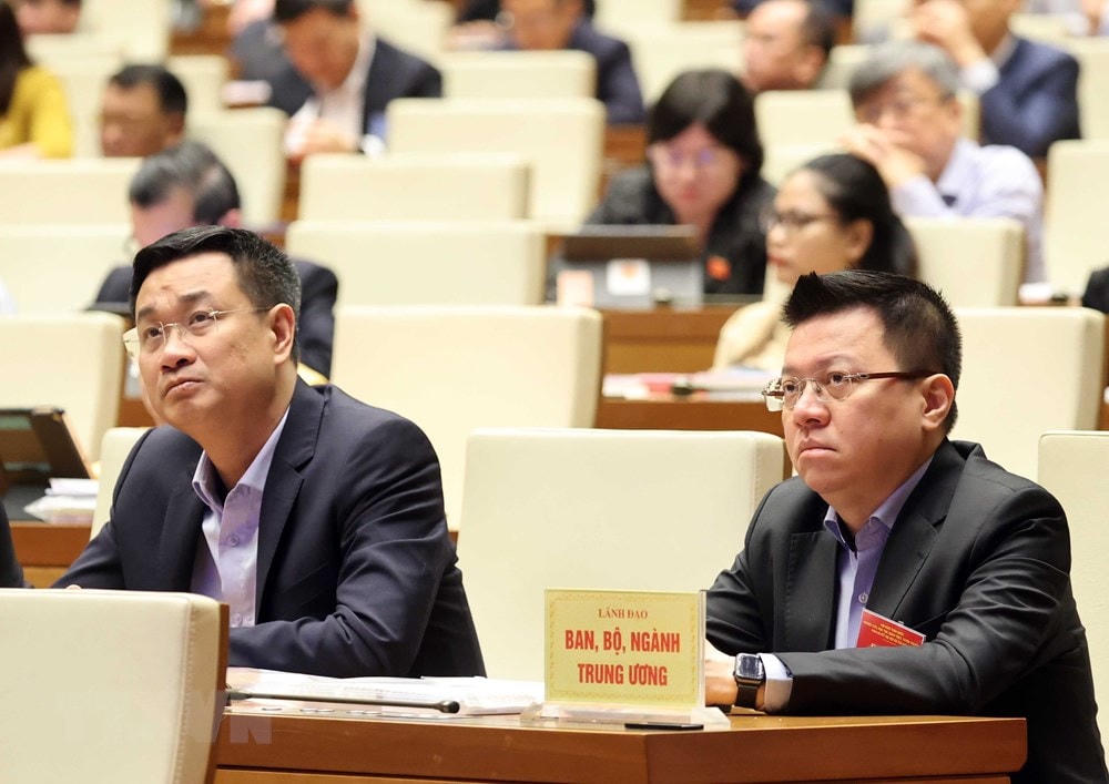 Các đại biểu dự Hội nghị tại điểm cầu chính - Phòng họp Diên Hồng, Nhà Quốc hội (Hà Nội), sáng 28/3/2021. (Ảnh: Phương Hoa/TTXVN)  .