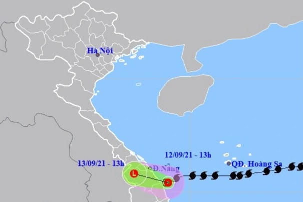 Vị trí và hướng di chuyển của áp thấp nhiệt đới. (Ảnh: NCHMF).