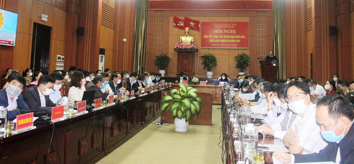 Quang cảnh hội nghị tổng kết công tác tuyên giáo năm 2021.