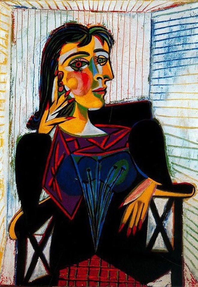 Danh họa người Tây Ban Nha Pablo Picasso và bức "Chân dung nàng Dora Maar", thực hiện hồi năm 1937.  