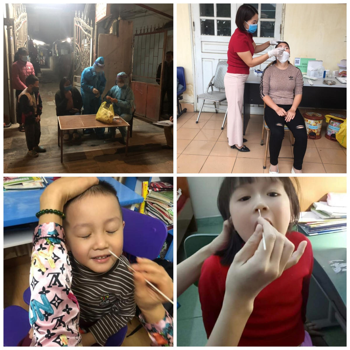 Nhân dân TP Hạ Long được hướng dẫn và tự lấy mẫu test nhanh.