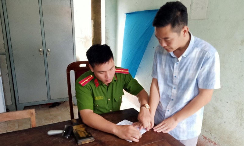 Hoàng Anh Tuấn tại cơ quan Công an. Ảnh: VOV.vn.