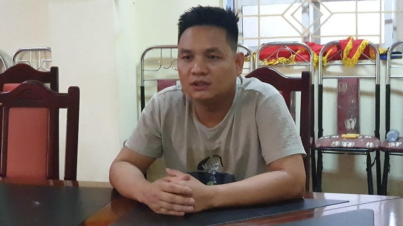 Lê Bá Kiên tại cơ quan Công an. Ảnh: Công an Lào Cai cung cấp.