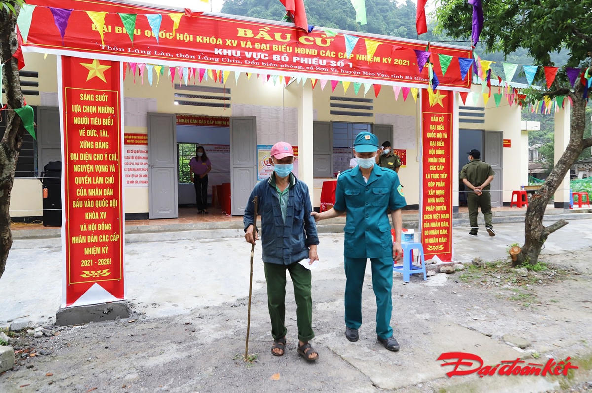 Khu vực bỏ phiếu số 1 thôn Lũng Làn, thôn Lũng Chỉn, Đồn biên phòng xã Sơn Vĩ, huyện Mèo Vạc, tỉnh Hà Giang. Ảnh: Minh Đức.