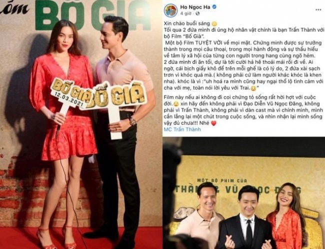 Dòng trạng thái gây tranh cãi của Hồ Ngọc Hà khi nói về bộ phim Bố Già. Ảnh: Internet.