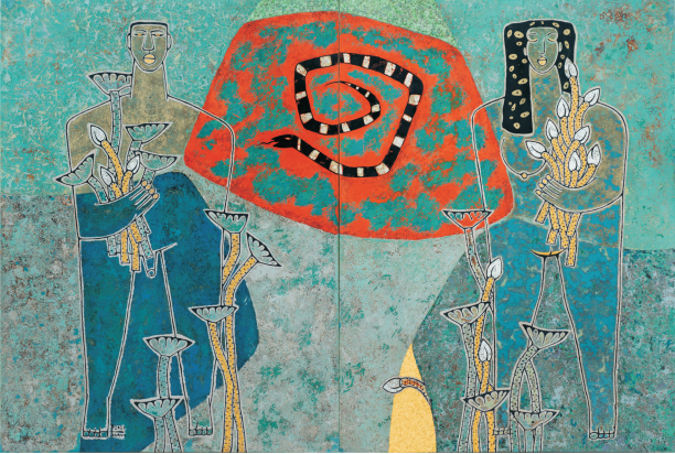 Tác phẩm "Khi tình yêu đến" của họa sĩ Trịnh Tuân.