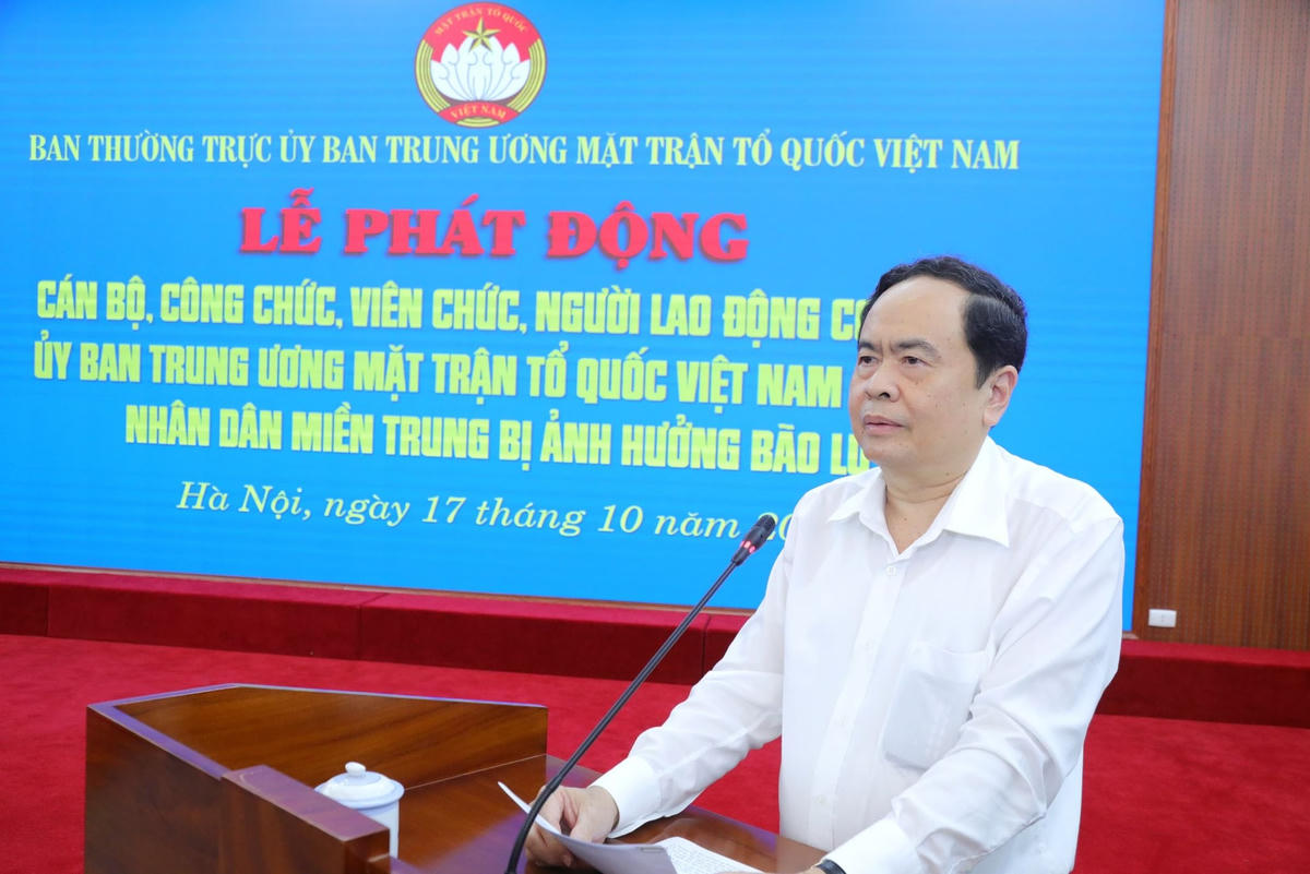 Bí thư Trung ương Đảng, Chủ tịch UBTƯ MTTQ Việt Nam Trần Thanh Mẫn phát biểu tại Lễ phát động.