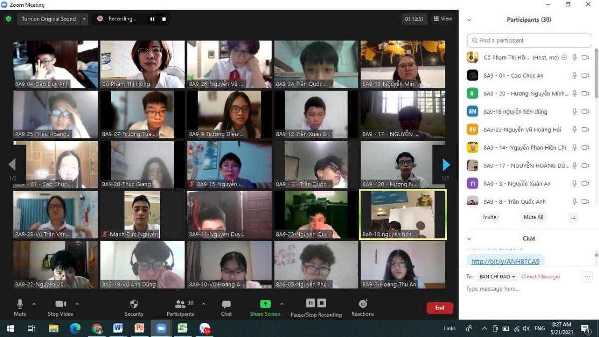 Thi trực tuyến kết thúc năm học cho học sinh Hà Nội 2021.