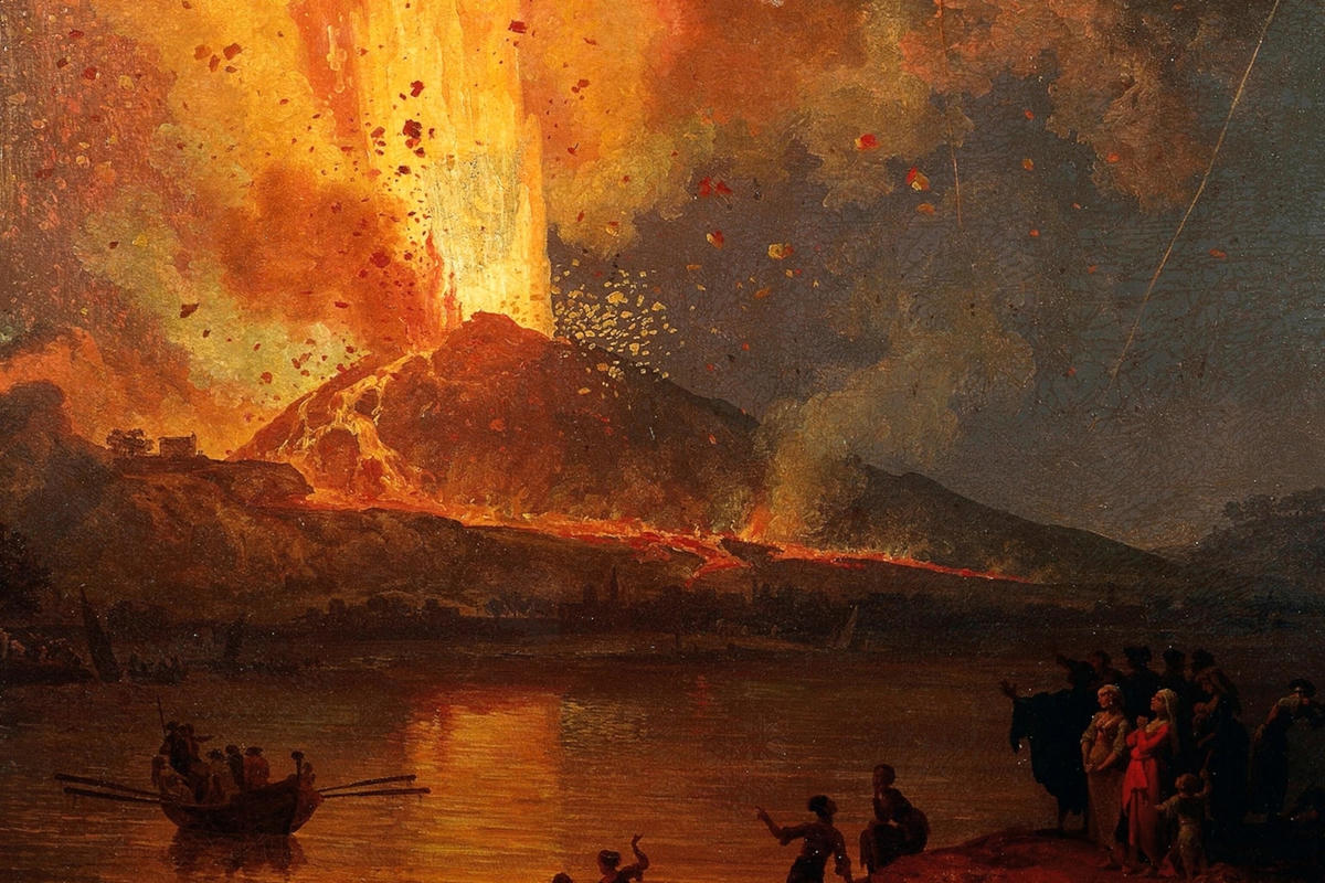 Ngọn núi lửa cách Pompeii 50 m bất ngờ phun trào, khiến dân chúng trở tay không kịp. Ảnh: The Sun. 