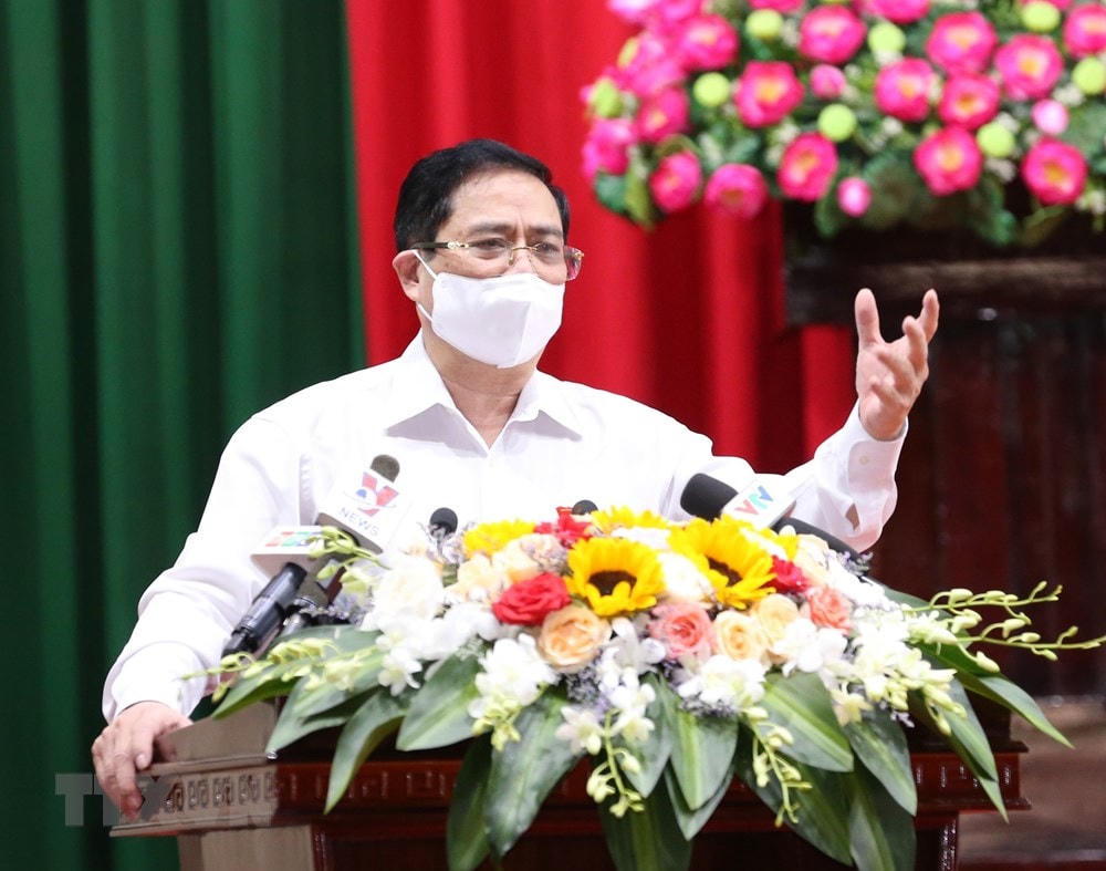 Thủ tướng Phạm Minh Chính phát biểu. (Ảnh: Văn Điệp/TTXVN).