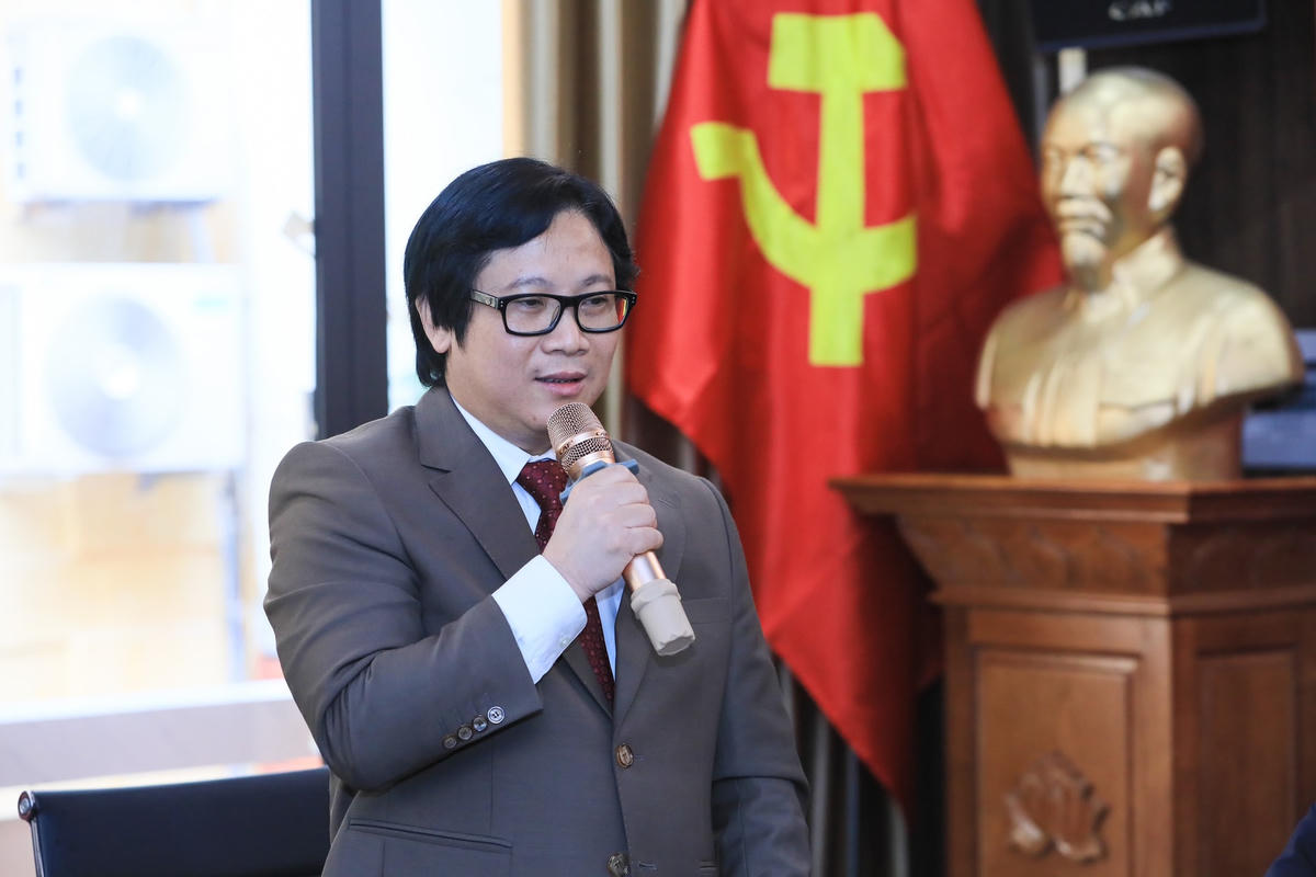 Quyền Tổng Biên tập Lê Anh Đạt phát biểu tại buổi gặp mặt đầu xuân. Ảnh: Quang Vinh.