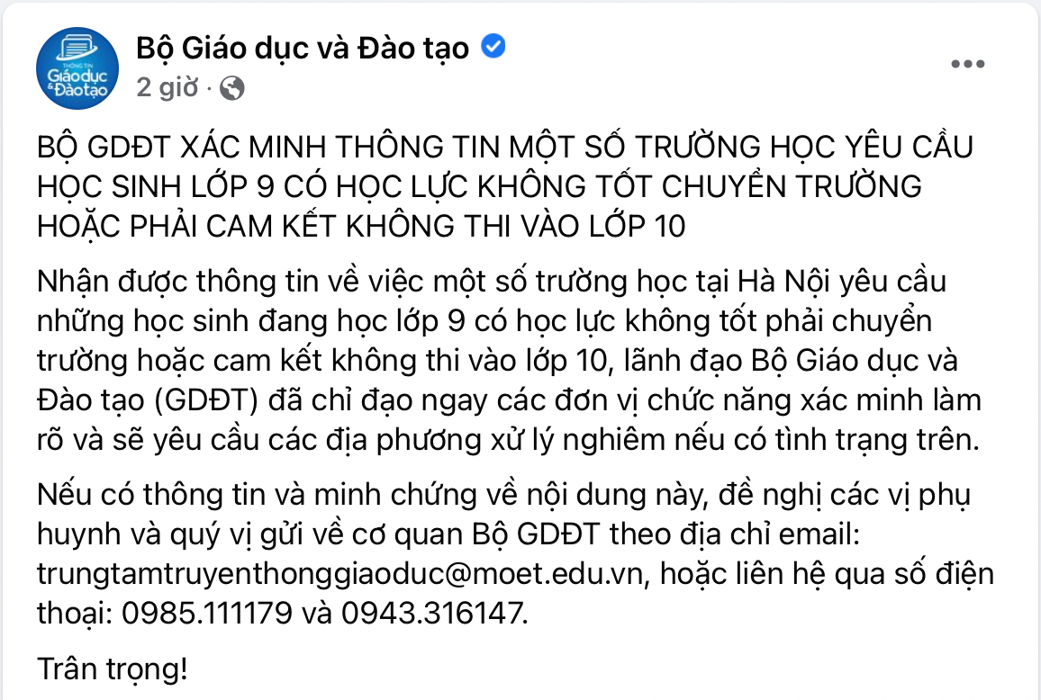 Hà Nội chỉ đạo khẩn sau thông tin 'ngăn cản' học sinh thi vào lớp 10 