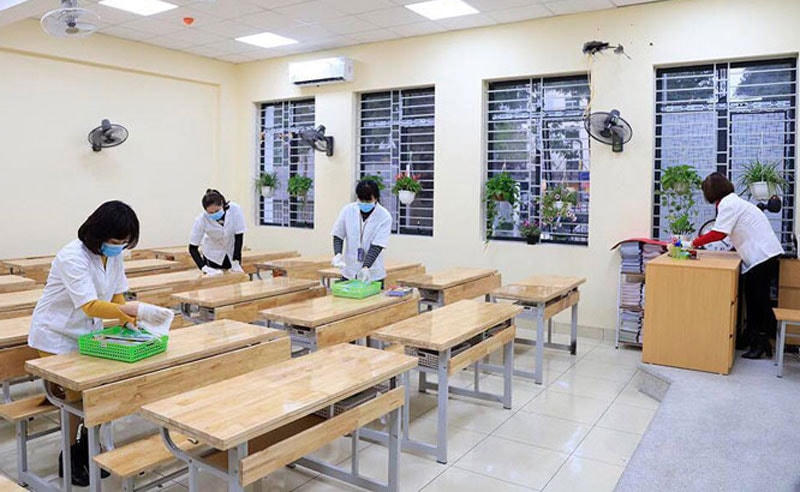 Các trường học ở Hà Nội tích cực chuẩn bị các điều kiện để đón học sinh trở lại trường an toàn. Ảnh minh họa.