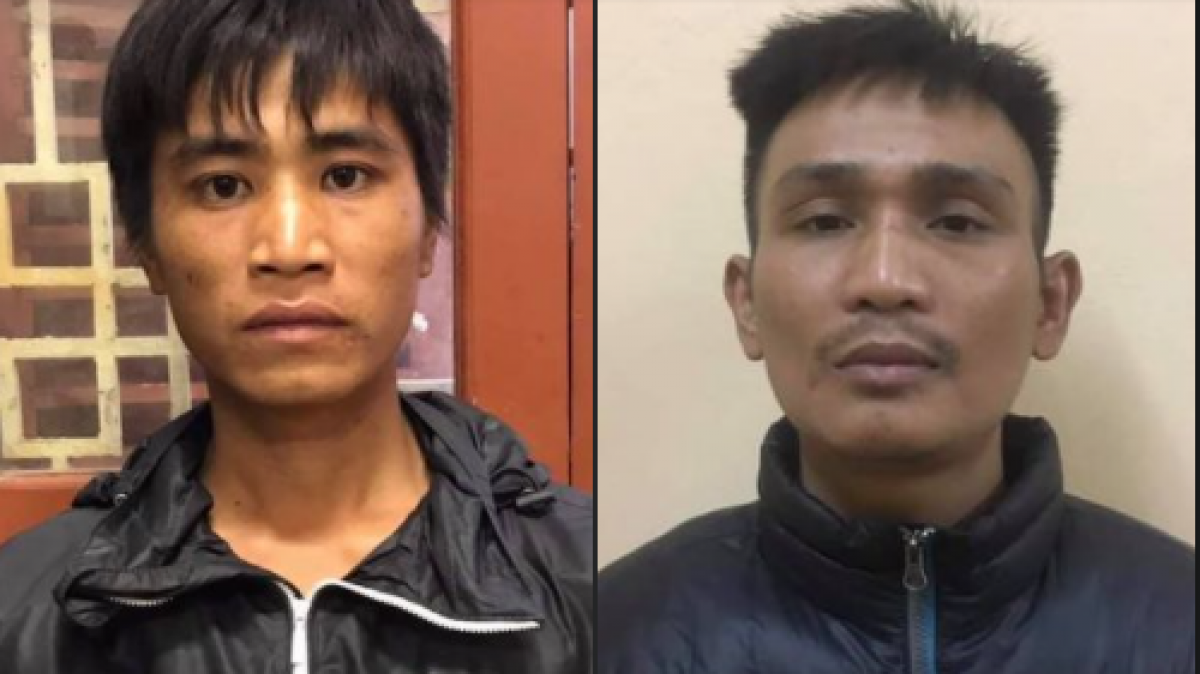Hai đối tượng Thư và Bằng tại cơ quan công an.  