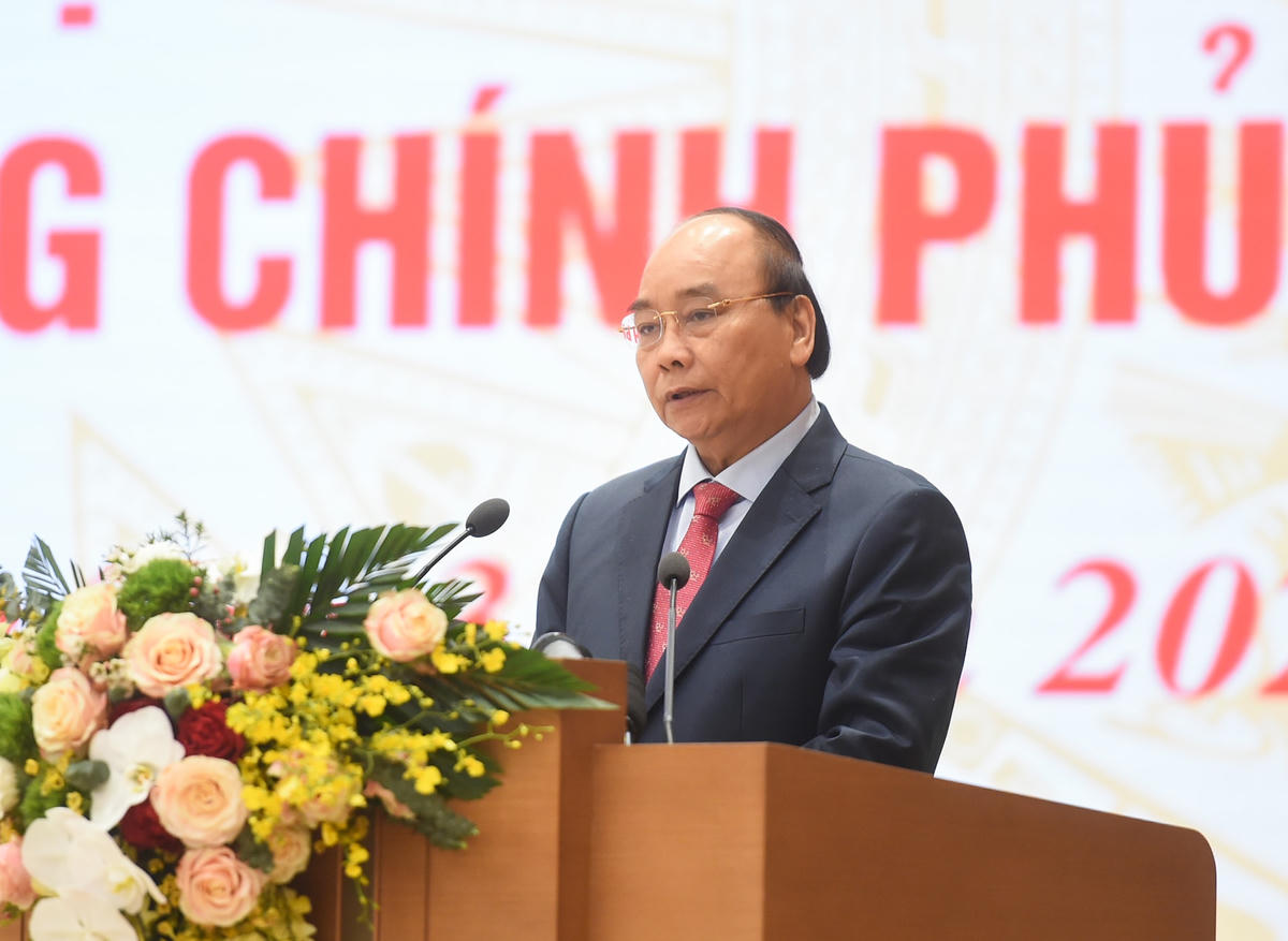 Thủ tướng Nguyễn Xuân Phúc phát biểu kết luận Hội nghị. Ảnh: VGP.