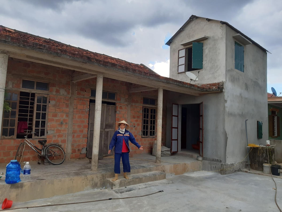 Ngôi nhà tránh lũ của người dân được Dự án GCF hỗ trợ xây dựng.