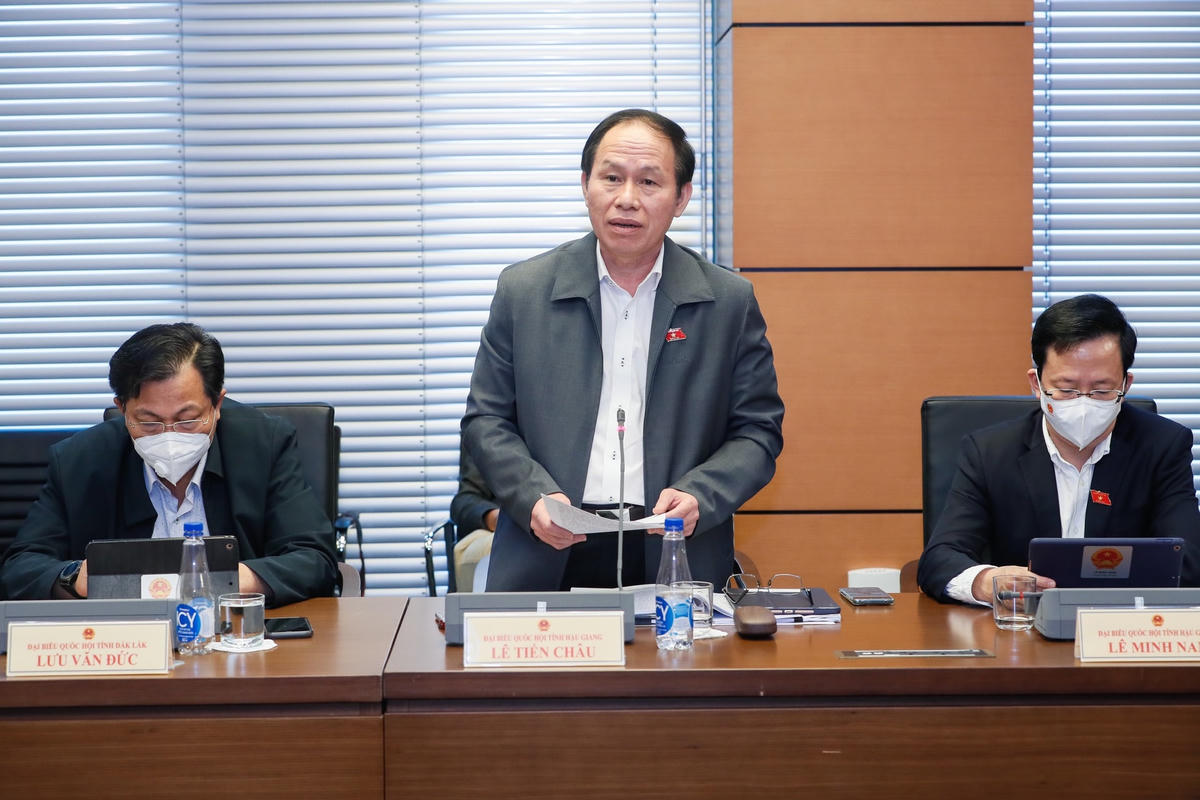 Phó Chủ tịch - Tổng Thư ký UBTƯ MTTQ Việt Nam Lê Tiến Châu phát biểu tại tổ.