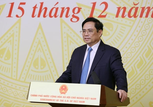 Thủ tướng Phạm Minh Chính phát biểu. (Ảnh: Dương Giang/TTXVN).